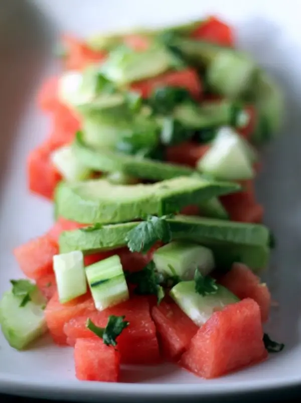 Watermelon, Avocado and Cucumber Salad