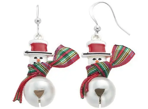 Snowman Jingle Bell Drop Earrings