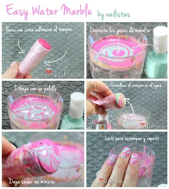 This Less Messy Water Marbling Technique Involves Stamping with a Tampon
