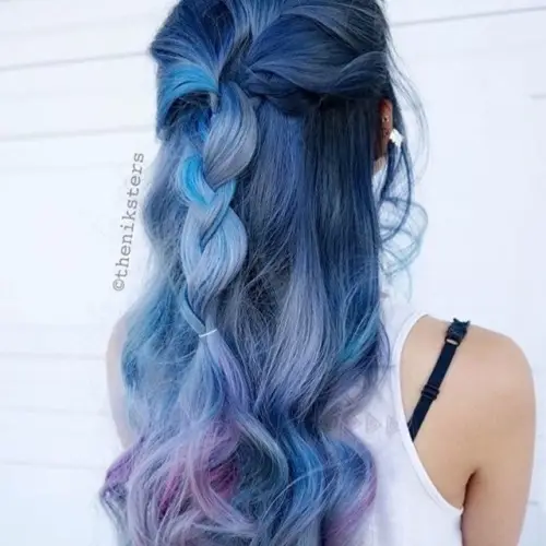 hair,clothing,blue,hairstyle,purple,