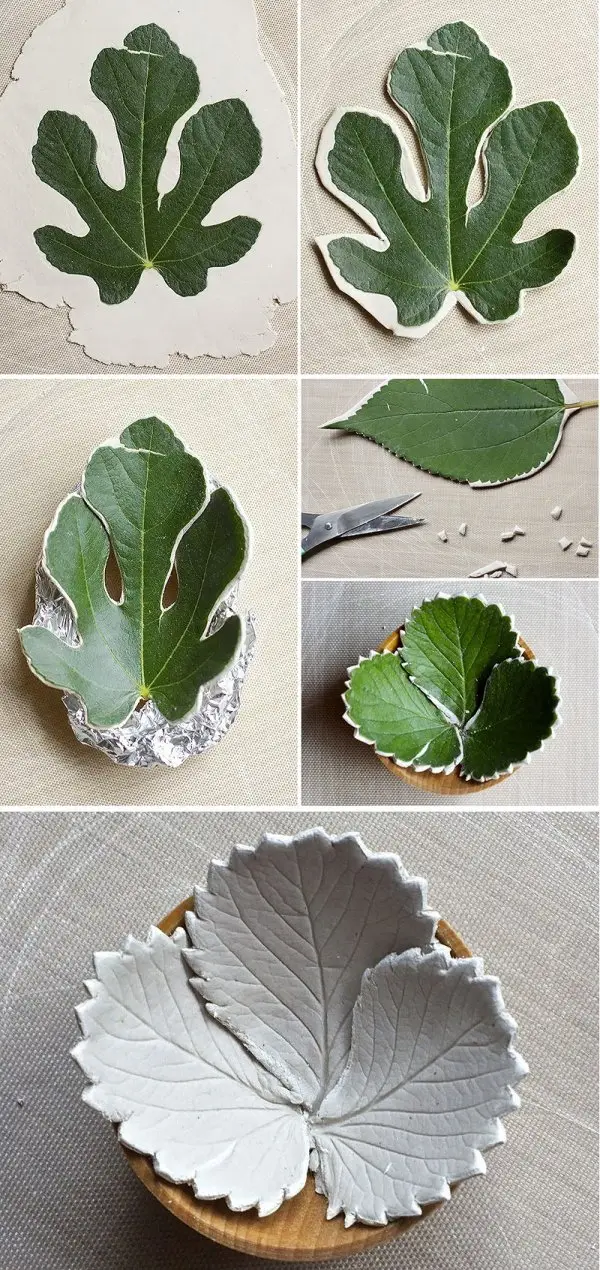 DIY Leaf Bowls Made from Air Dry Clay