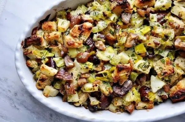 Chestnut Stuffing with Leeks and Apples
