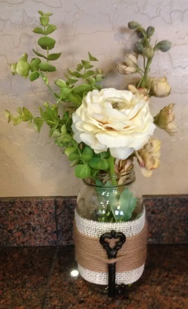 Embellished Mason Jar Vase