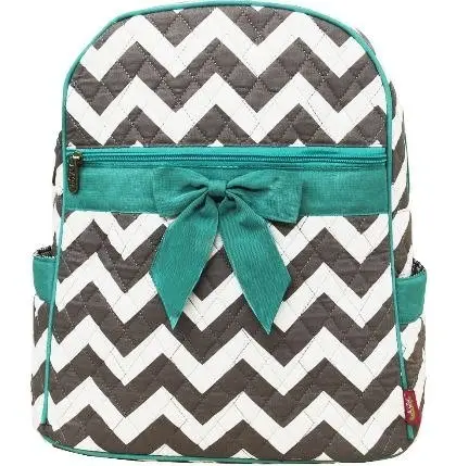 Personalized Aqua and Grey Chevron Backpack