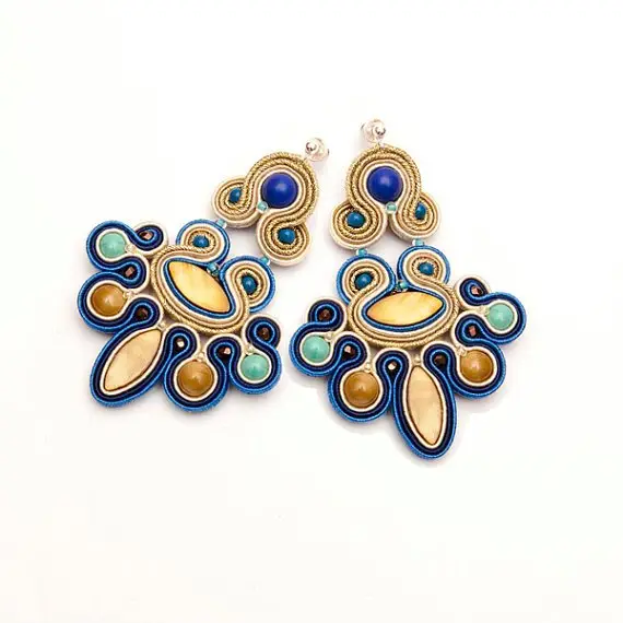 Gold & Blue Earrings