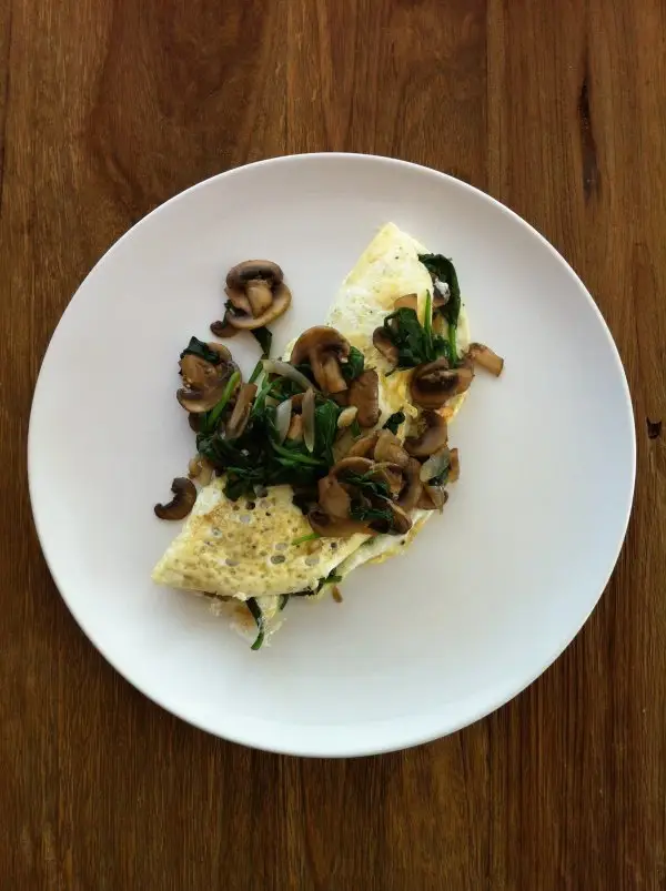 Egg White Omelet with Spinach and Mushrooms