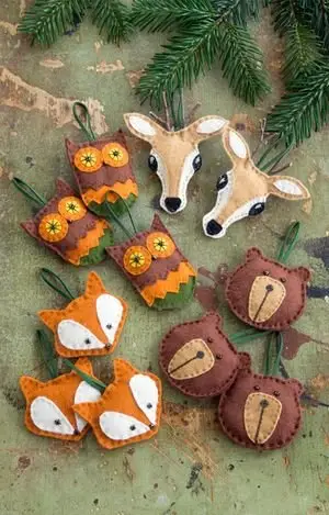 Woodland felt toys fawn pattern, felt animals, sewing deer D