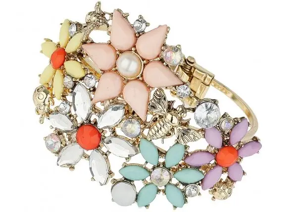 Topshop Flower and Insect Stone Bracelet