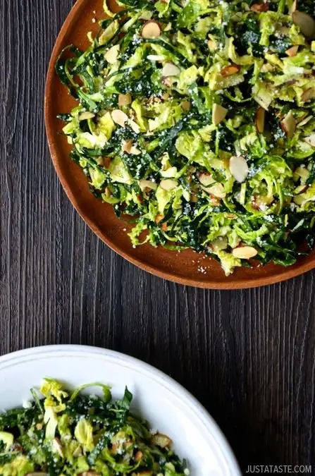 Kale and Brussels Sprout Salad with Lemon Dressing