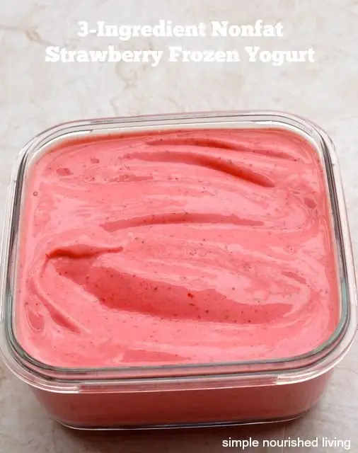 3 Ingredient Nonfat Strawberry Frozen Yogurt