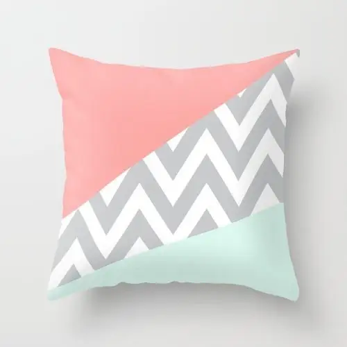 Mint and Coral Chevron