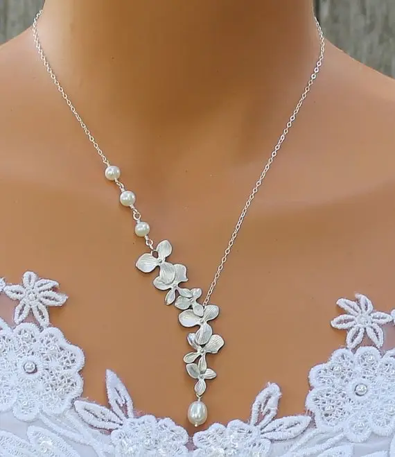 Orchid Necklace with Freshwater Pearls