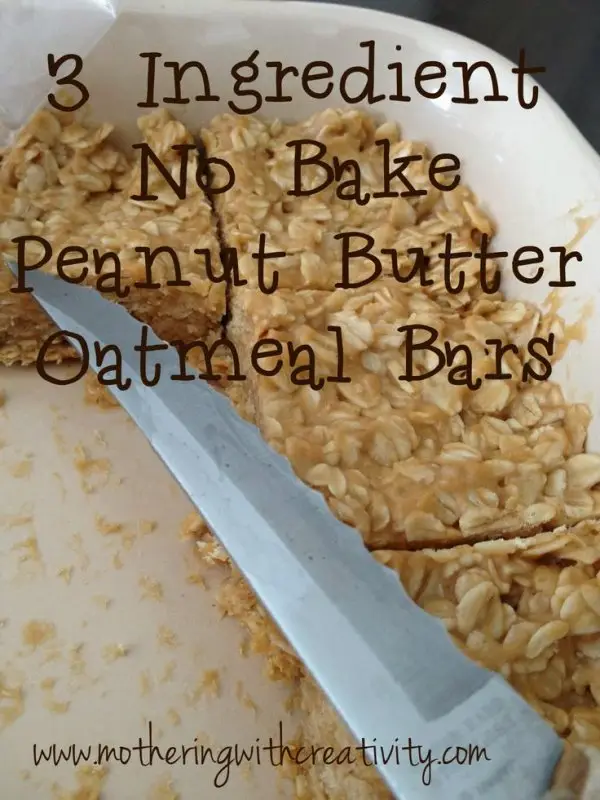 3 Ingredient Peanut Butter Oatmeal Bars