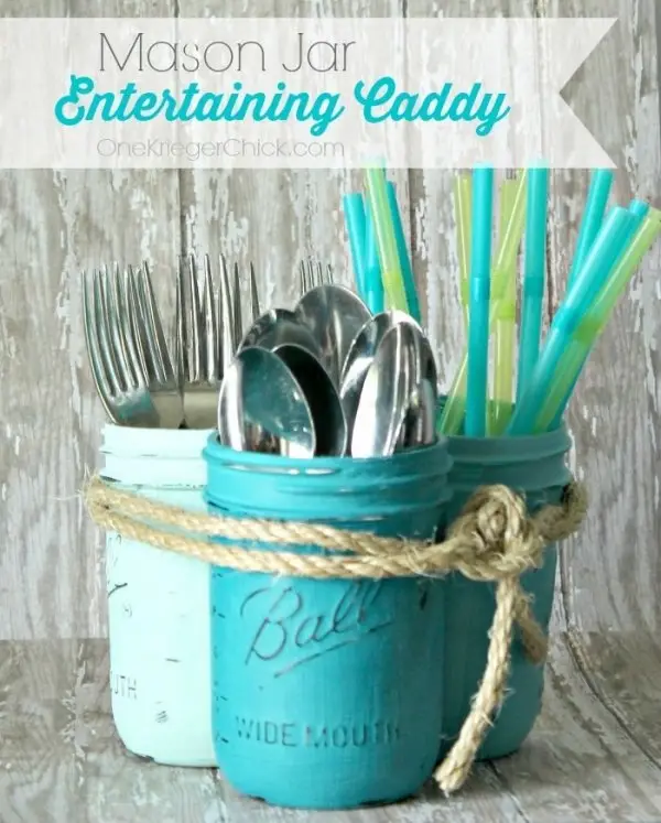 Ombre Painted Mason Jar Entertaining Caddy