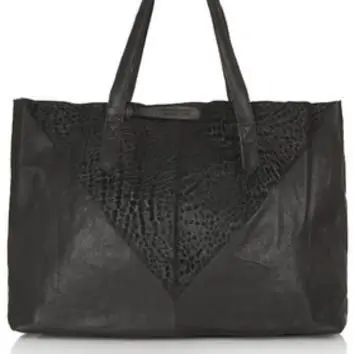 Leather and Suede Shopper Bag