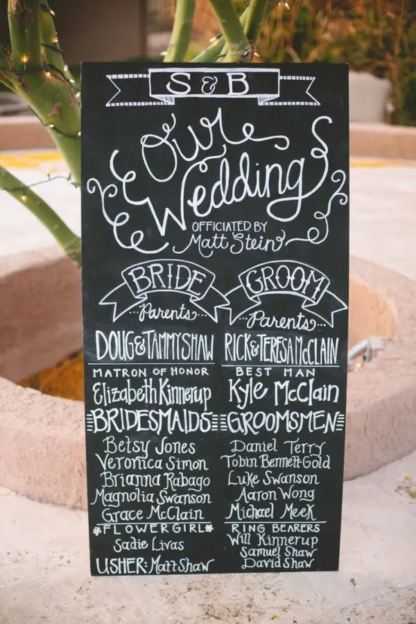 Chalkboard Wedding Program