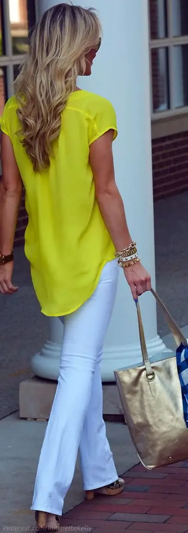 Yellow Top with White Pants