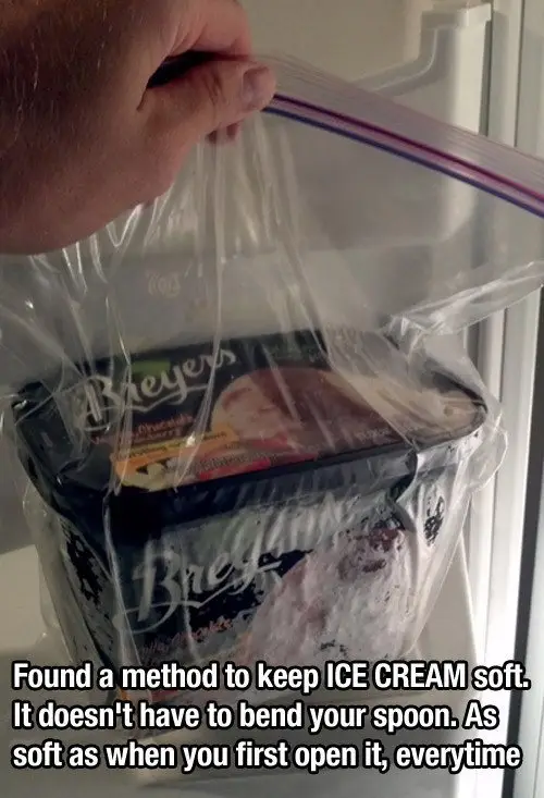 Keep Ice Cream Soft by Putting It in a Ziplock Bag
