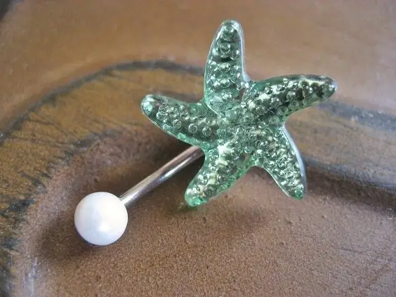 Belly Button Jewelry Ring- Starfish and Pearl
