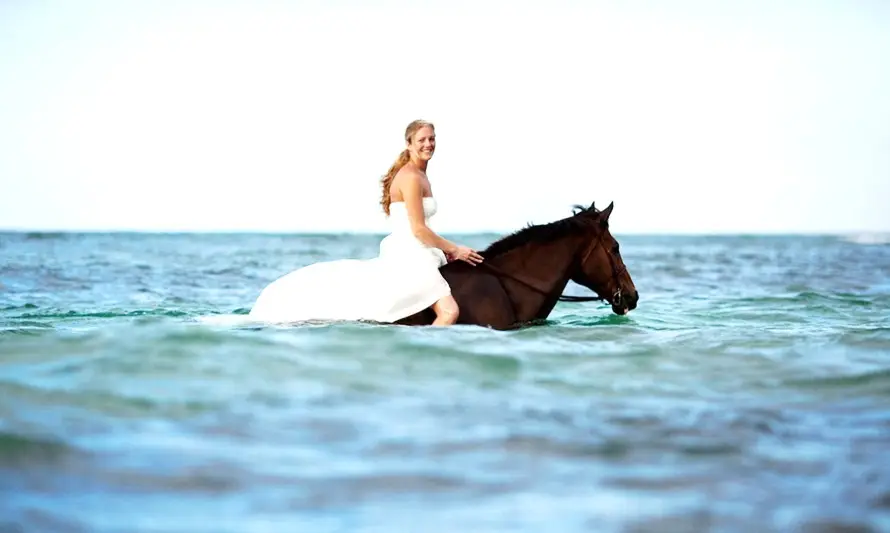 Riding in the Sea on Horseback