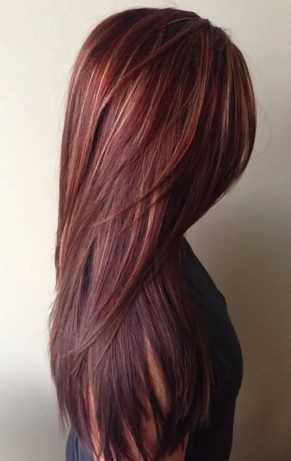 natural red hair with black lowlights