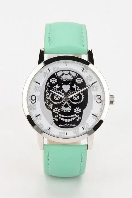 Sugar Skull Watch with a Mint Band
