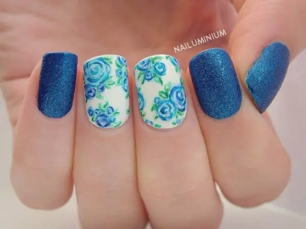 Blue Flowers and Glitter