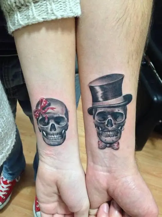his and hers sugar skull tattoos