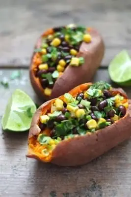 Sweet Potatoes Stuffed with Black Beans and Corn