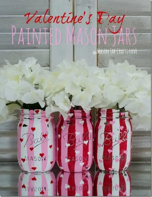Valentine Painted Mason Jars