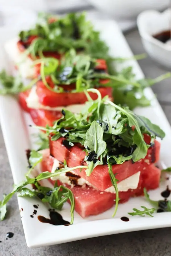 Grilled Watermelon and Feta Stacked Salad
