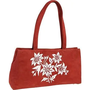 Moyna Handbags Embroidered Suede Bag Red