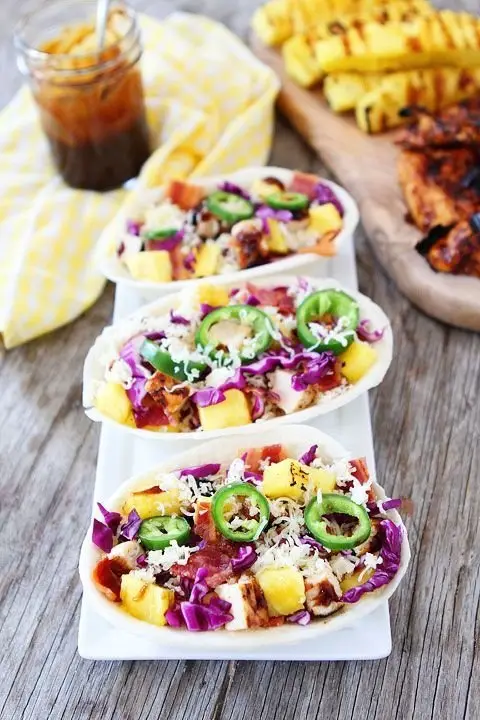Grilled BBQ Chicken and Pineapple Tacos