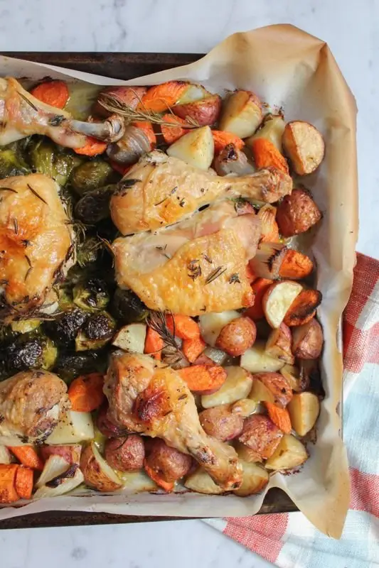 Roasted Chicken with Onions, Potatoes and Carrots