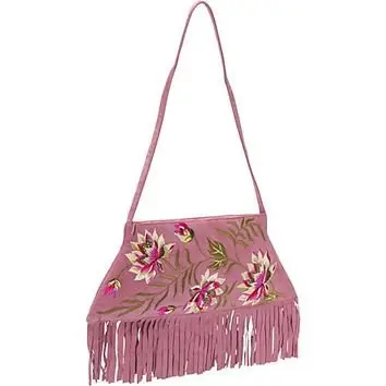 Moyna Handbags Embroidered Suede Bag Pink