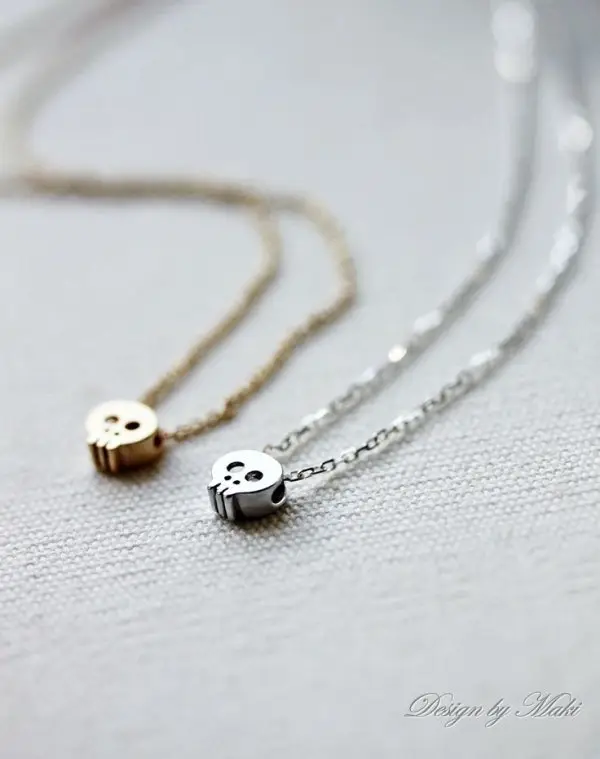 Mini Gold or Silver Skull Necklace