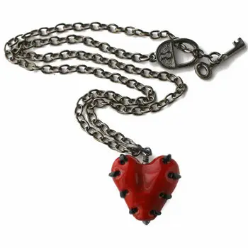 Glass Stitched Heart Necklace