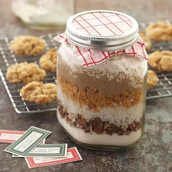 Layered Cookie Ingredients in a Jar