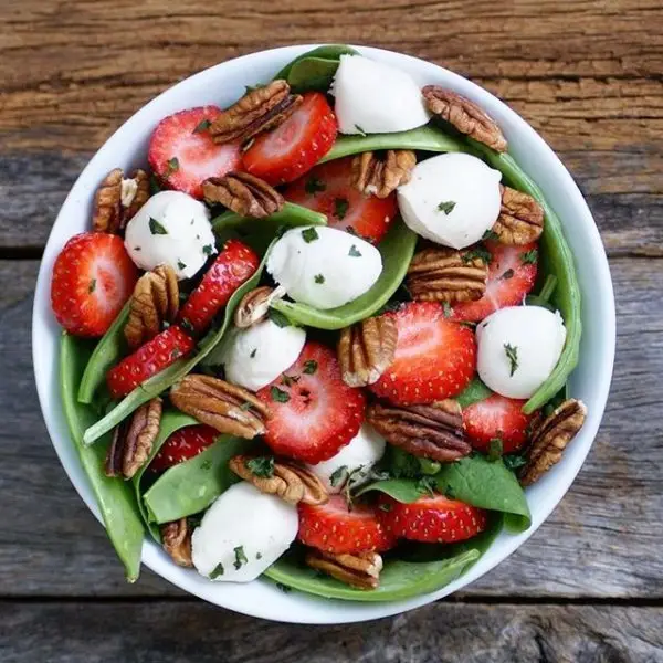salad, dish, strawberries, strawberry, food,