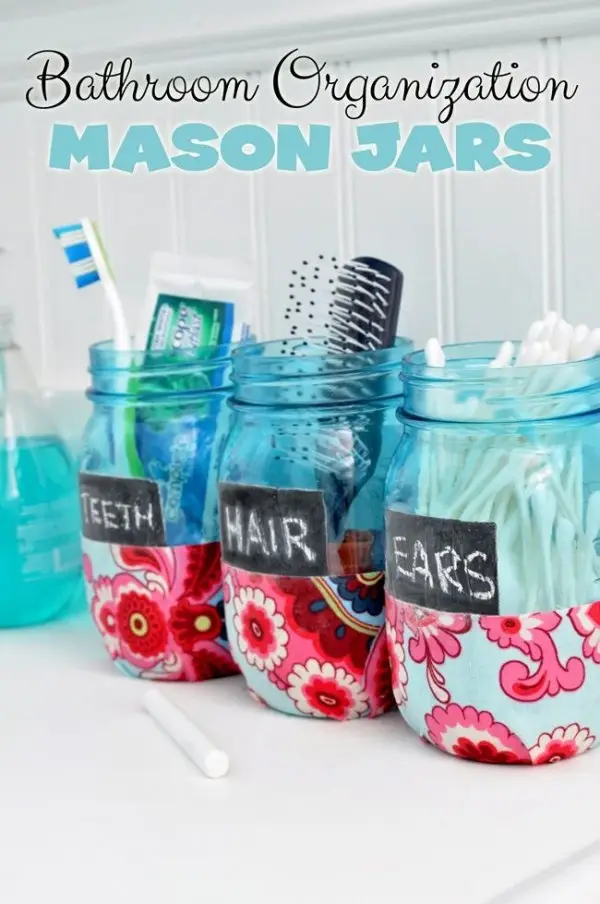 Bathroom Organization Mason Jars DIY