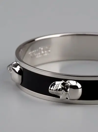 Skull Bracelet with Contrasting Black Enamel