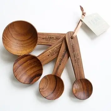 Folk Flower Wooden Measuring Spoons, Set of 4