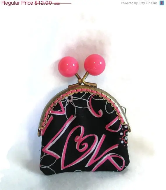 Pink and Black Coin Purse