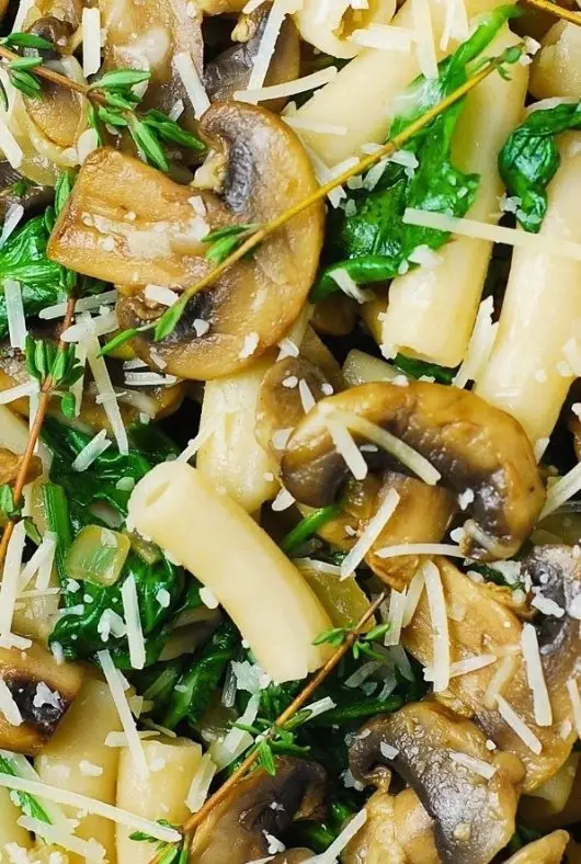 Parmesan Pasta with Mushrooms and Spinach