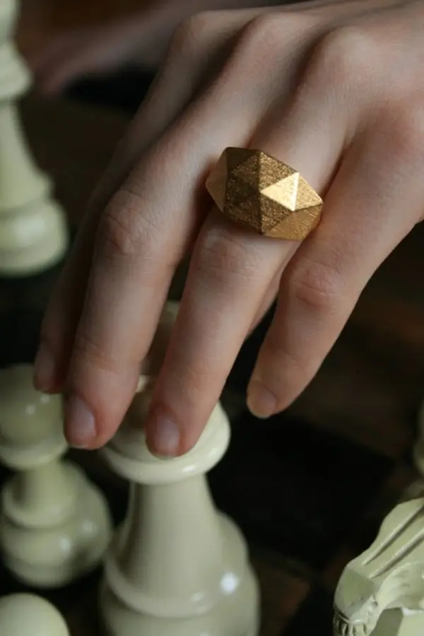 GEO RAW Yello Gold Faceted Modern Geometric 3D Ring