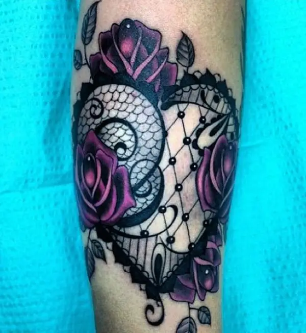 Beautiful Rose arm piece done by lilflats  roses lace arm red  flatstattoo sleeve tattoo  Instagram