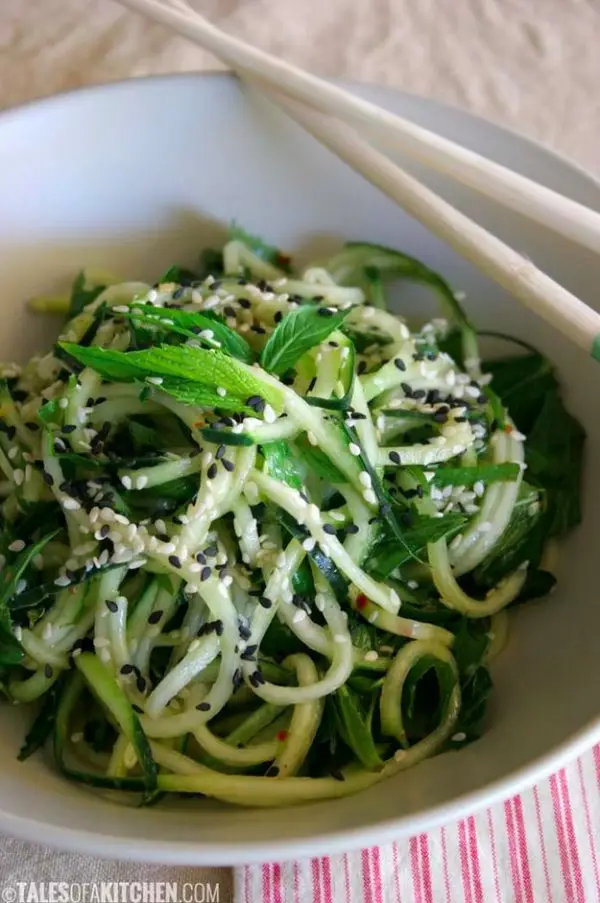 Cucumber Mint Noodles with Ginger Dressing