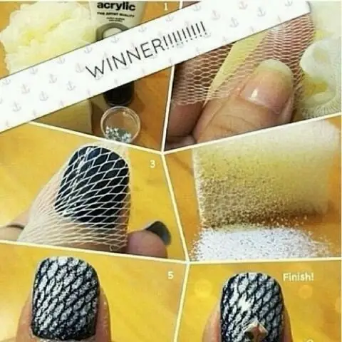 Take Apart a Loofah and Use the Netting to Get a Fishnet Manicure Look