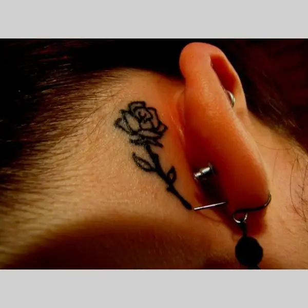 A little red rose behind the ear for Kim  Dollys Skin Art Tattoo Kamloops  BC