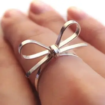 Skinny Sterling Silver Forget Me Knot Bow Tie Ring